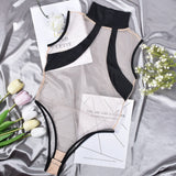 Znbbw Sexy Nude Bodysuit Uncensored Sleeveless Bodycon Tops Transparent Lace Patchwork Tight Sissy Open Crotch Tulle Body