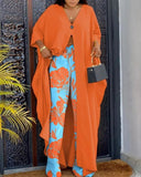 Znbbw Women Printed Pant Sets Summer Loose High Split Top Sundress High Waist Flare Wide Leg Pants Set Female Casual Two Pieces Set