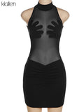 Znbbw Summer Sexy See Through Mesh Dresses Fashion Casual Patchwork Clubwear Holiday Style Beach Party Mini Bodycon Dresses