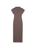 Znbbw TRAF Women Turtleneck Dress Short Sleeve Simple 2023 Spring Summer Evening Dress Ladies Midi Dresses For Women
