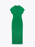 Znbbw Women Elegant solid sleeveless midi Dress fashion O Neck split Vestidos 2023 Spring Summer Chic Female office lady streetwear