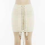 Znbbw Summer Gothic Y2K Vintage Mini Skirt Women Punk Patchwork High Waist Bodycon Short Skirts Casual Sexy Party White Skirts 912