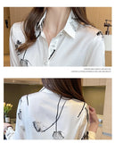 Znbbw Blouses Femme Long Sleeve Blouse Women Blusas Mujer De Moda 2023 Turn Down Collar Print Chiffon Blouse Shirt Tops E677