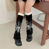 Znbbw Academic Skeleton Socks Y2K Wide Leg Socks Knitted Warm JK Girls Leg Warmers Long Leg Lolita Socks