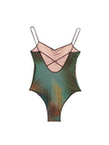 Znbbw TRAF Bikini Women Mesh Swimsuit One Piece Cut Out Swimwear Sexy Cover-Ups V Neck Classic Chic Bathing Basic Bodysuit Top