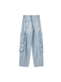 Znbbw TARF 2023 Spring Autumn Women Jeans Washed Process Worn-out Cargo Pants Straight Trousers Women