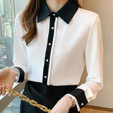 Znbbw Mujer De Moda 2023 Turn Down Collar White Blouse Shirt Long Sleeve Chiffon Blouse Women Blouses Women Tops Shirts F320