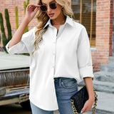 Znbbw Fashion Cotton Blouses Women Casual Loose Long Sleeve White Shirt Woman Button Up Solid Lady Office Tops Blusas 24911