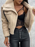 Znbbw Elegant PU Faux Leather Jackets Women Thick Warm Lapel Outwear Female Loose Long Sleeeve Coat 2023 New Year Winter Tops