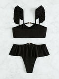 Znbbw Bikini High Waist Women Swimsuit 2023 Ruffle Bikinis Set Female Swimwear Swimming Suit Beachwear Bathing Suit Biquini