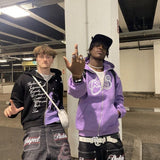 Znbbw Zip Hoodies Y2k Letter Print Top High Street Punk Oversized Pullover American Fashion Goth Hip Hop Couple Sweatshirt
