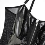Znbbw Pu Leather Mini Dress Uncensored Cut Out Lace Up Erotic Lingerie Sissy Nightclub Body Hot Black Zipper Night Dress