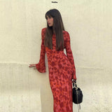 znbbw Elegant Chiffon Floral Print Long Sleeve Maxi Dress Women Summer Slim Beach Holiday Party Club Prom Vestido Evening Gown