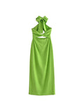 Znbbw TRAF Female Sexy Solid Halter Dress Women Backless Sleeveless High Waist Dresses 2023 Summer Ladies Party Evening Dress
