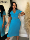 znbbw Summer Sexy Pink Long Dresses Club Outfit For Women 2023 Short Sleeve Bodycon Knitted Hollow Out Maxi Dresses Female