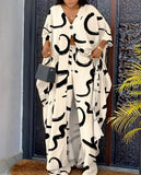 Znbbw Women Printed Pant Sets Summer Loose High Split Top Sundress High Waist Flare Wide Leg Pants Set Female Casual Two Pieces Set