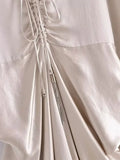 Znbbw TRAF Women Summer Dress 2023 Kink Front Loose Dress V-neck Casual Elegant Women Clothing Dress Robe