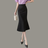 Znbbw Simple Elegant Office Lady Mermaid Skirts Women Vintage High Waist Slim Package Hip Stretch OL Skirt Faldas Jupe Femme