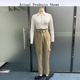 Znbbw Two Piece Set For Women Matching Set Autumn Fashion Solid Long Sleeve Lapel Top With Belt Pants Streetwear For Female