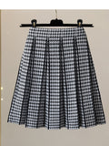 Znbbw New Houndstooth Pleated Short Skirt Women's Autumn Winter High Waist All-match A-line Mini Knitted Skirts GD745