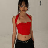 znbbw Knit Halter Y2K Summer 2023 Crop Tops For Women Club Party Sexy Sleeveless Vest Top Cropped Streetwear Tank Tee Fashion