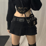 Znbbw Pastel Micro Skirts Low Rise Black Pocket Patchwork A-Line Skirt Aesthetic Outfit Punk Vintage Harajuku Streetwear Style