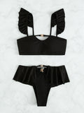 Znbbw Bikini High Waist Women Swimsuit 2023 Ruffle Bikinis Set Female Swimwear Swimming Suit Beachwear Bathing Suit Biquini