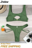 Znbbw Sexy Bikini Hollow Out Women's Swimsuit High Cut Micro Swimwear 2023 Stylish Bathing Suit Beach Outfits 2 Pieces
