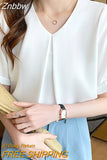 Znbbw Sleeve V-Neck Blouse Women White Chiffon Blouse Shirt Women Tops Blusas Mujer De Moda 2023 Verano Blouses Shirts F456