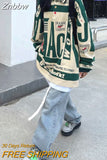 Znbbw Vintage Oversized Hoodies Women Hip Hop Retro Letter Print Sweatshirts Loose Casual All-match Pullover Tops High Street