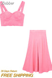 Znbbw TRAF Summer Dress 2 Piece Sets 2023 Women Sexy Skinny Corset Top Slim Midi Skirt Set for Club Party Evening Sets Outfits