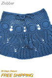 Znbbw Color Handmade Cotton Knitted Crochet Mini Skirts Women Summer Hollow Out High Waist Beach Skirt White Bottoms 2023