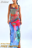 Znbbw Women Fashion Mesh See Through Bodycon Beach Vacation Long Dress 2023 Summer Clothes Wholesale Items For Business