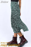 Znbbw New Sexy Leopard Print Chiffon Split Skirt Casual Fashion Long Skirts for Women Spring Summer Zip Elegant Female Skirt