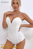 Znbbw Backless Solid Velvet Bodysuit Sweetheart Neckline Strapless Sexy Party Body Top Women Lace-Up Back Bodycon Bodysuits