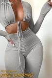 znbbw Summer Winter Sexy Black Womens Jumpsuit 2023 White Black Bandage Long Sleeve Bodycon Jumpsuits One Piece Outfits Women