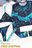 Znbbw Tie Dye Lingerie With Long Sleeve Tops Lace See Through Sensual Erotic Sets 4-Piece Sexy Seamless Erotic Underwear