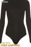 Znbbw Ladies Sexy Bodysuit Solid Fashion Skinny Bodycon Women Bodysuit Long Sleeveles O-Neck Casual Black Beige Female Bodysuit