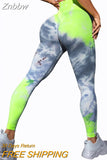 Znbbw Waist Sports Leggings Printed Gym Tights Summer Woman Running Pants Booty Lifting Leggings Tie Dye Push Up Legging