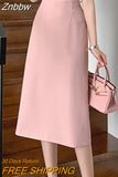 Znbbw New Brand Fashion High Quality High Waist Elegant Straight Skirts Women Office Lady Back Slit Mid-Length Pencil Skirts