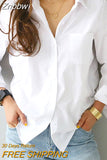 Znbbw Sleeve Ladies Tops Blouses Office Elegant Button Casual Cotton White Shirt Women Turn-down Collar Loose Blouse Women 3496