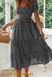 Znbbw Vintage Vintage Print Puff Sleeve summer Beach sweet dresses Casual Square collar floral maxi long dress 2023 festa