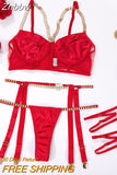 Znbbw Lingerie With Chain Strap Sexy Porn Underwear Women Body 6-Piece Sensual Erotic Sets Fine Intimate Garter Sexy Outfit 912