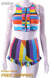 znbbw Summer Sexy Color Crop Top And Shorts Sets Club Outfit For Women 2023 Print 2 Two Piece Sets Female New In Matching Sets