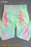 Znbbw Gradient Peach Yoga Pants High Waist Sport Leggings Rainbow Tie Dye Tights Gym Running Push Up Pants Booty Leggins