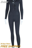 Znbbw Hollow Out Long Sleeve Ribbed Jumpsuits Women Stretch Solid Color Knitted One Piece Rompers 2023 Spring Fall Y2K Clothes