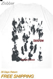 Znbbw Hip Hop Men's Short Sleeve T Shirt Vintage Character Shadow Print T Shirt 2023 Streetwear Harajuku Casual Cotton T Top