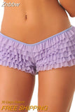 Znbbw Womens Boy Shorts Panties Coquette Ruffle Shorts Bloomers Lace Sissy Frilly Knickers Layered Boyshort Clubwear Dance Short