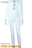 Znbbw Hollow Out Long Sleeve Ribbed Jumpsuits Women Stretch Solid Color Knitted One Piece Rompers 2023 Spring Fall Y2K Clothes