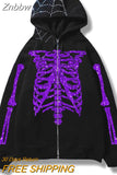 Znbbw Hot diamond skull Embellished Hoodies Men Women fashion all-match Jacket Retro Streetwear Gothic teen Apparel Y2k Sweatshirt